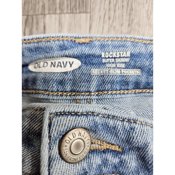 Old Navy Rockstar Jeans Womens 6 Light Wash High Rise Super Skinny Distressed - Picture 4 of 10